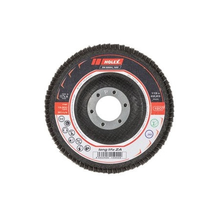 Holex Abrasive flap disc long life ZA, conical, Dia 115 mm, Grit: 120 565284 120